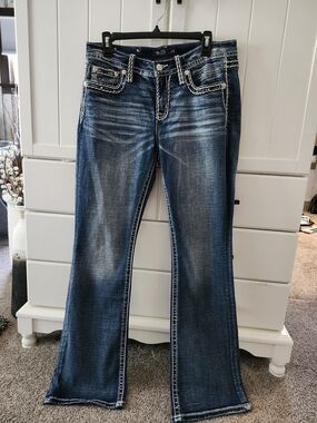 Miss Me Dark Blue Flare Jeans with Contrast Stitching NWT Sz 29/32